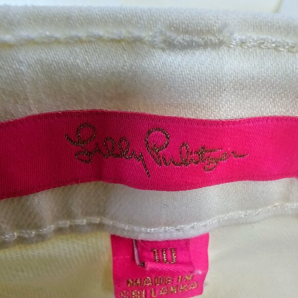 Lilly Pulitzer South Ocean High‎ Rise Lemon Meringue Jeans SZ 10 - Picture 4 of 10
